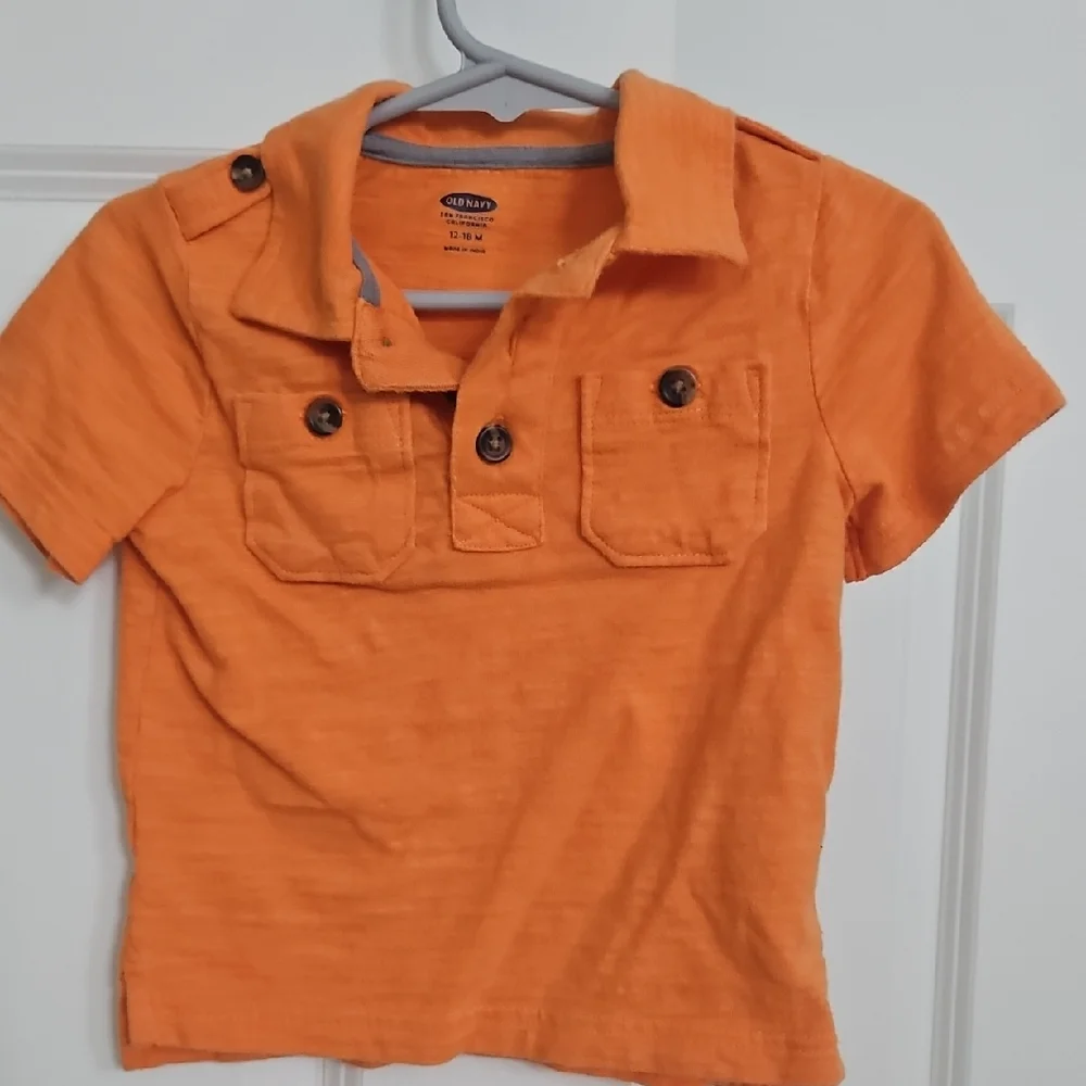 Old Navy Orange Short Sleeve Polo with Button Pockets